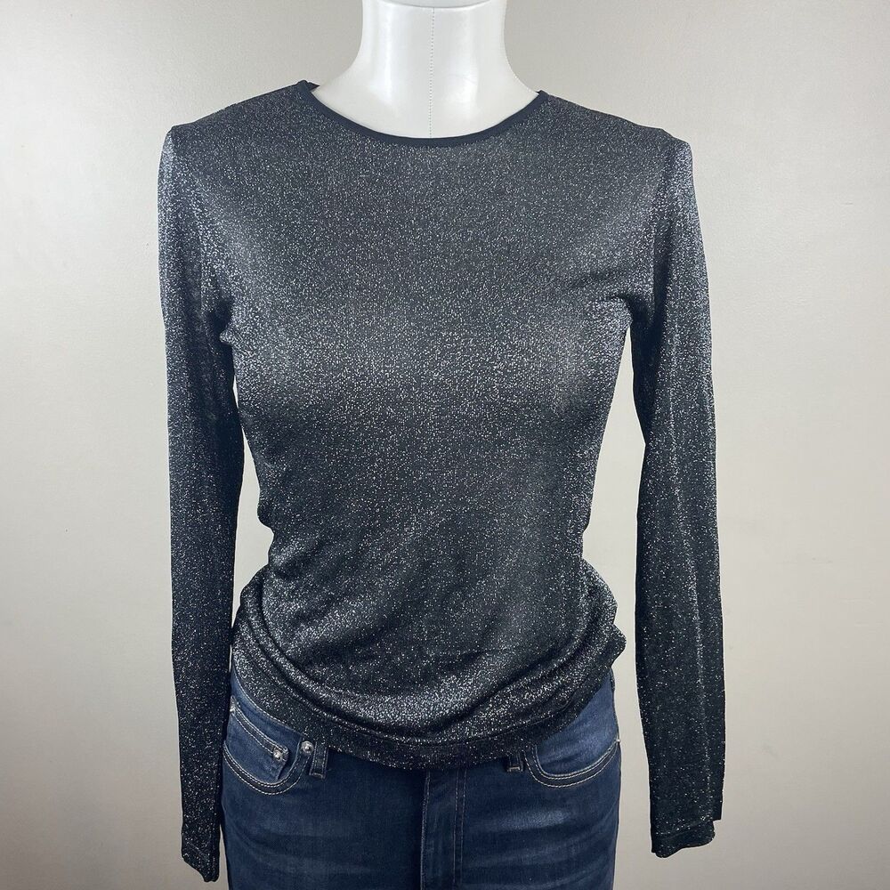 moda international grunge 90s Whimsygoth Black Silver Shimmer Small Top Witchy